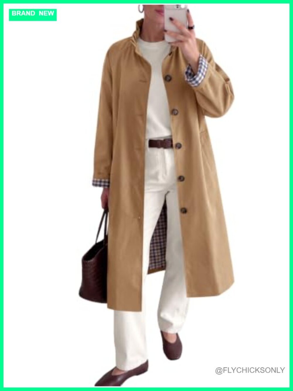 Womens Oversized Long Trench Coat Ruffle Collar Button Down Jacket